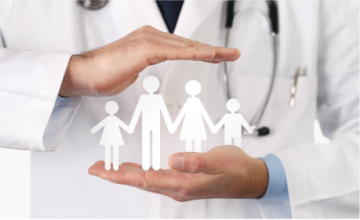 Obiteljski liječnik i ilustracija obitelji